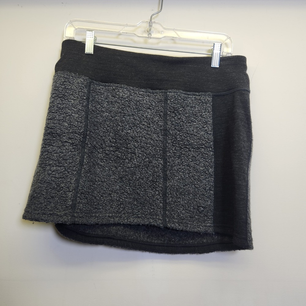 Kuhl Kozet Skirt Wool Blend Medium Mini Textured Knit Logo Pull On Elastic Waist